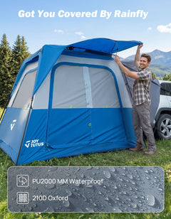 SUV Camping Tent for 5-8 Person, Automatic Instant Setup with  Waterproof Rainfly