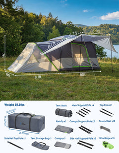 SUV Tent for 5-9 Person, 2-Room Car Camping Tent