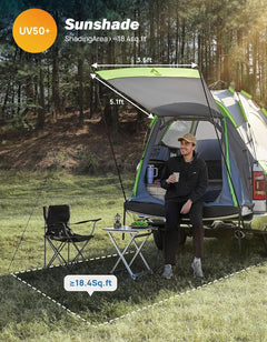 Semi-Automatic Truck Bed Tent with Awning – Quick Setup 2-Person Pickup Tent