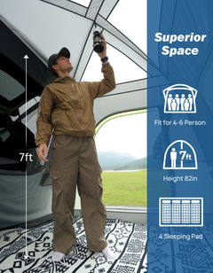 SUV Camping Tent for 4-6 Person, Dual-Use Car Tent with Double Door