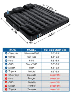 Truck Bed Air Mattress for 5.5–6.7 ft Beds – Camping Air Bed