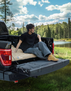 Universal Inflatable Air Mattress for Camping, Camel and Black