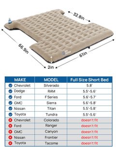 Universal Inflatable Air Mattress for Camping, Camel and Black