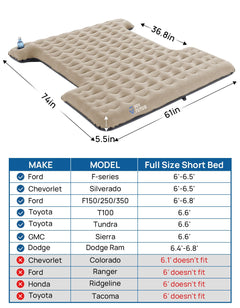 Universal Inflatable Air Mattress for Camping, Camel and Black