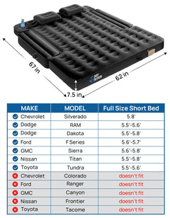 Truck Bed Air Mattress with Built-in Pump for 5.5–6.7 ft Beds – Camping Air Bed