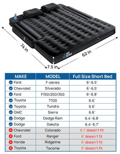 Truck Bed Air Mattress with Built-in Pump for 5.5–6.7 ft Beds – Camping Air Bed