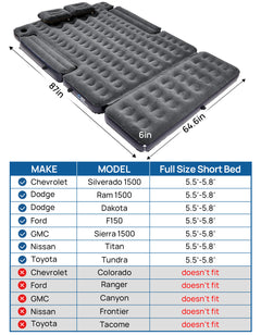 Truck Bed Air Mattress with Tailgate Extension – Compact Pickup Camping Bed