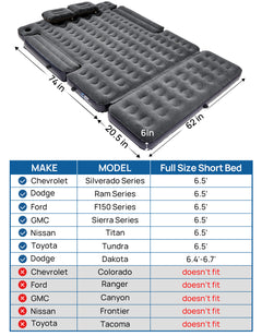Truck Bed Air Mattress with Tailgate Extension – Compact Pickup Camping Bed