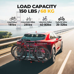 BougeRV Lockable Hitch Mount Bike Rack Platform 2-Bike Carrier