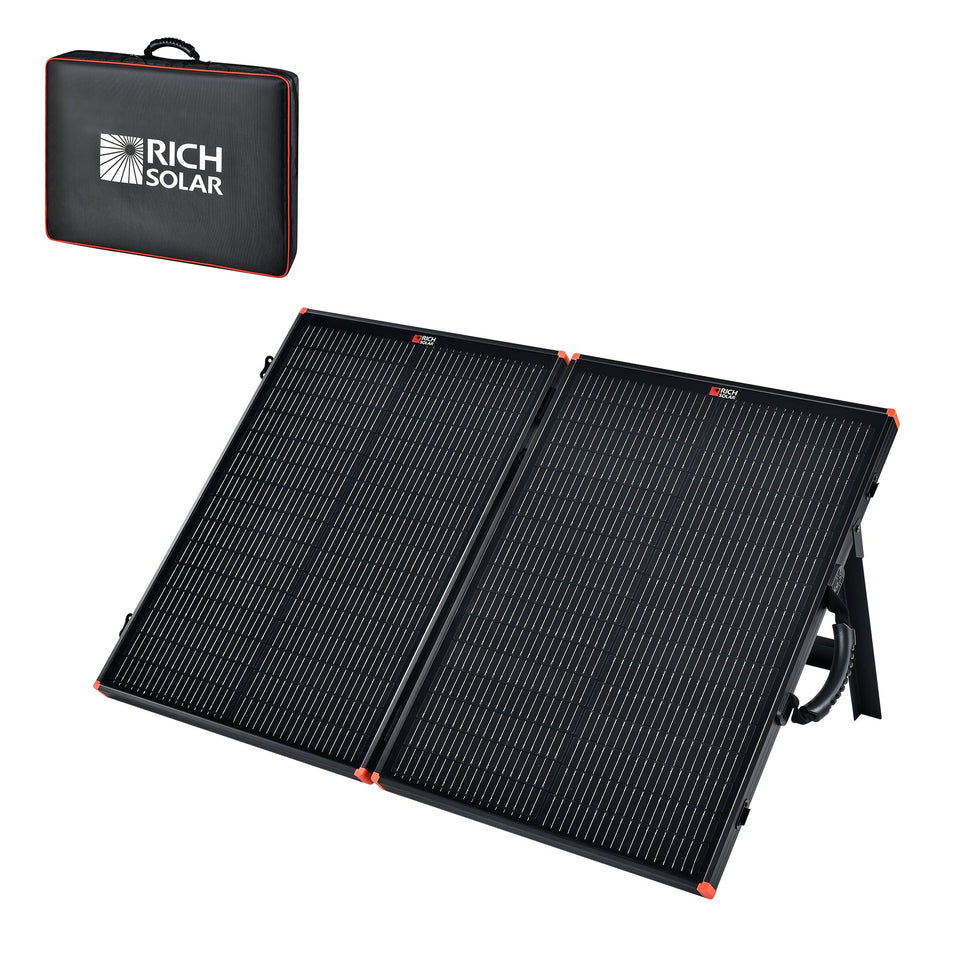 Rich Solar MEGA 100 Portable Briefcase Solar Panel | 100 Watt Portable Solar Panel | Premier 12V Portable Solar Panel for Generators, Power Stations, Vans | High Efficiency