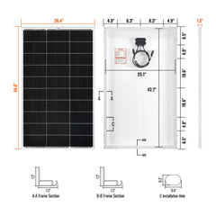 MEGA 150 | 150 Watt Solar Panel | Lightweight 12V Off-Grid Solar Panel for RVs, Cabins, Boats | 25-Year Output Warranty
