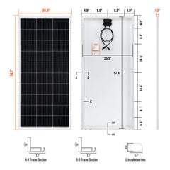 MEGA 200 | 200 Watt Solar Panel | Premier 12V Off-Grid Solar Panel for RVs Cabins, Boats | 25-Year Output Warranty