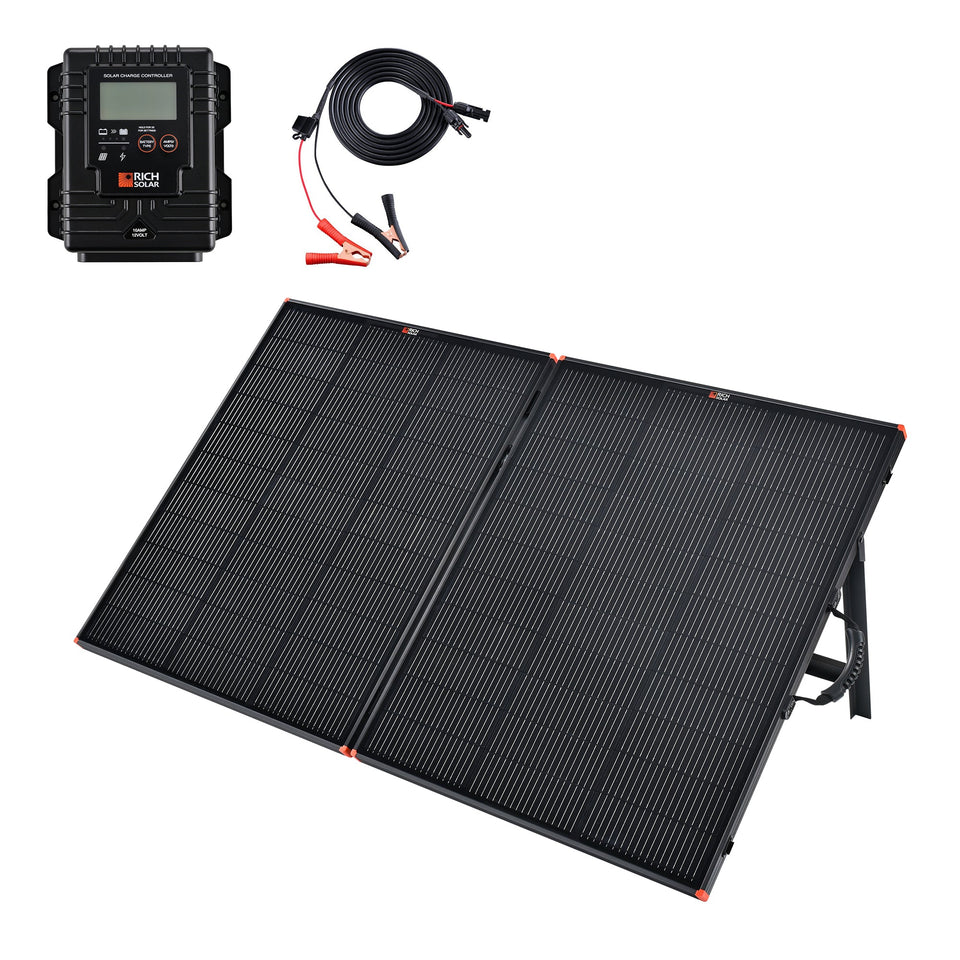Rich Solar MEGA 200 Portable Briefcase Solar Panel | 200 Watt Portable Solar Panel | Powerful 12V Portable Solar Panel for Generators, Power Stations, Campers | High Efficiency