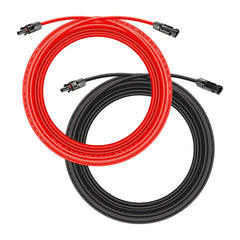 10 Gauge Solar Panel Extension Cable with Male and Female Solar Connector Ends | Pair of 10AWG Red and Black Extension Wire with Connectors on Both Ends | Choose Cable Length: 10ft, 15ft, 20ft, 30ft, 50ft, 75ft, 100ft