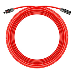 10 Gauge Solar Panel Extension Cable with Male and Female Solar Connector Ends | Pair of 10AWG Red and Black Extension Wire with Connectors on Both Ends | Choose Cable Length: 10ft, 15ft, 20ft, 30ft, 50ft, 75ft, 100ft