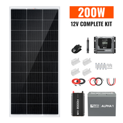Complete 200W Solar Kit with Battery & Inverter | Off-Grid Solar Power System for RVs, Vans, Cabins & Backup Power | Complete Energy Solution