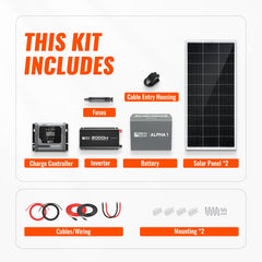 Complete 400W Solar Kit with Battery & Inverter | Off-Grid Solar Power System for RVs, Vans, Cabins & Backup Power | Complete Energy Solution
