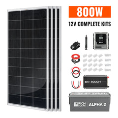 Rich Solar 800 Watt Solar Kit | Solar Panel & Charge Controller Kit for RVs, Vans & Off-Grid Applications | Expandable Solar Charging