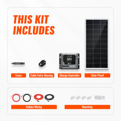 Basic 200 Watt Solar Kit | Solar Panel & Charge Controller Kit for RVs, Vans & Off-Grid Applications | Expandable Solar Charging
