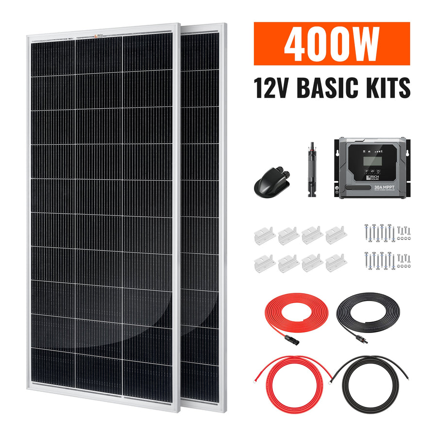 Rich Solar 400 Watt Solar Kit | Solar Panel & Charge Controller Kit for RVs, Vans & Off-Grid Applications | Expandable Solar Charging
