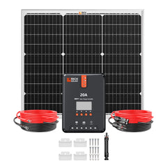 50 Watt Solar Kit | Includes 50W Solar Panel + 20A MPPT Solar Controller + Wires and Brackets | DIY Complete Solar Kit without Batteries