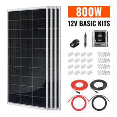 Basic 800 Watt Solar Kit | Solar Panel & Charge Controller Kit for RVs, Vans & Off-Grid Applications | Expandable Solar Charging