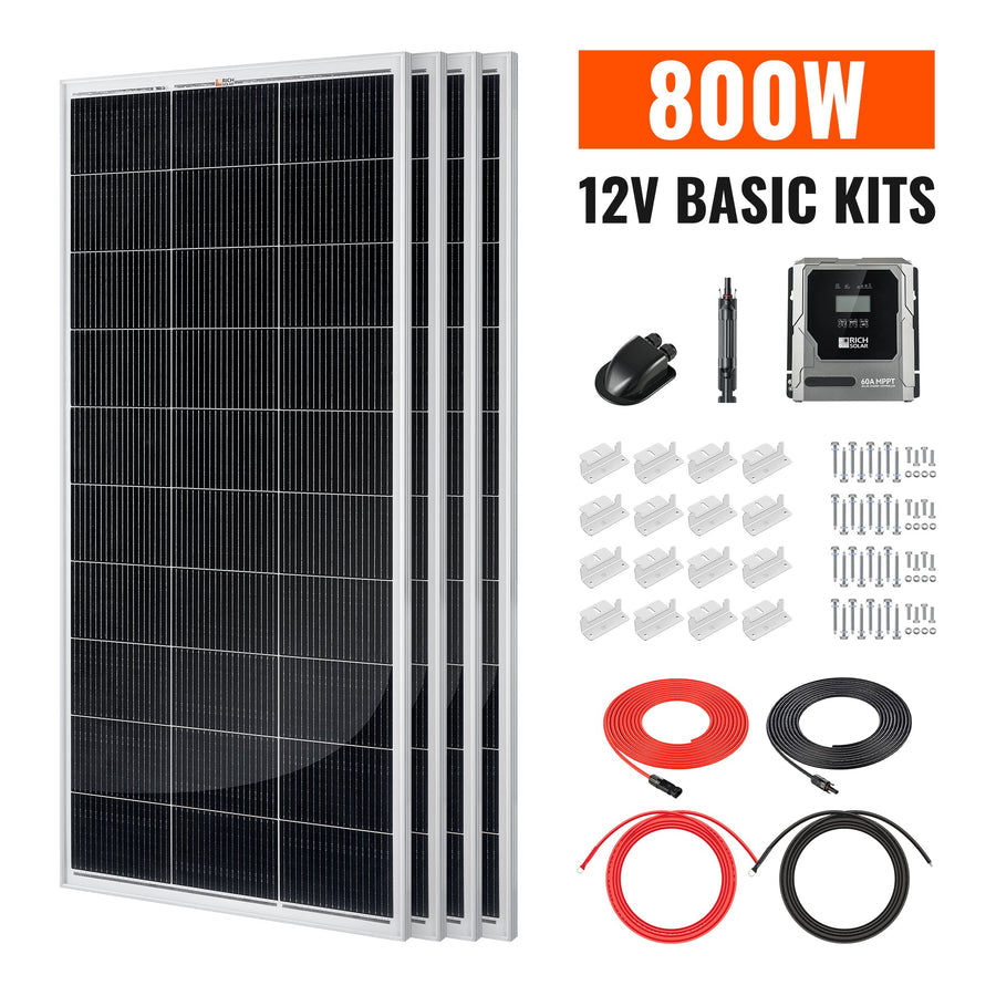 Rich Solar 800 Watt Solar Kit | Solar Panel & Charge Controller Kit for RVs, Vans & Off-Grid Applications | Expandable Solar Charging