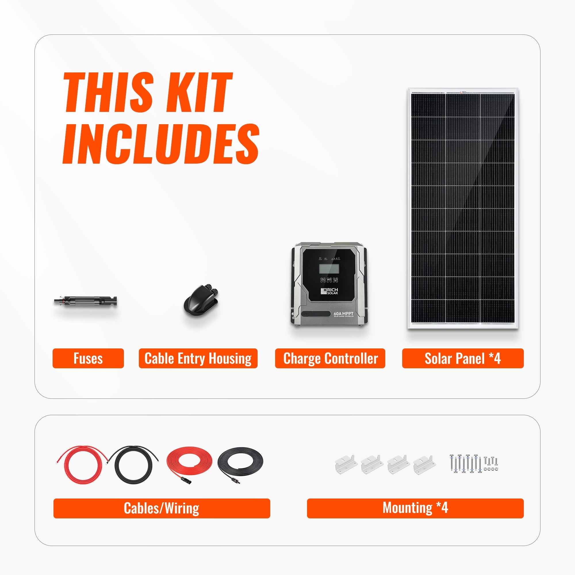 Basic 800 Watt Solar Kit | Solar Panel & Charge Controller Kit for RVs, Vans & Off-Grid Applications | Expandable Solar Charging