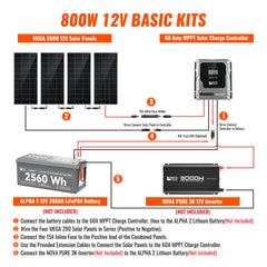 Basic 800 Watt Solar Kit | Solar Panel & Charge Controller Kit for RVs, Vans & Off-Grid Applications | Expandable Solar Charging