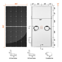 MEGA 250 PRO | 250 Watt 24 Volt Solar Panel | Premium 24V Off-Grid Solar Panel for Campers, Tiny Homes, Cabins | 25-Year Output Warranty
