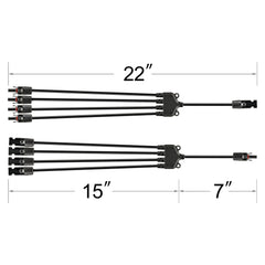 Y Branch Parallel Adapters 4-to-1 | 4-to-1 Weatherproof Parallel Adapters for Solar Panels | Easy to Install