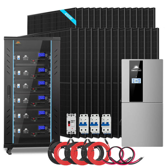Hybrid Solar Kit 11.4KW 48V Split Phase 30.72KWH Lithium Battery 28 X 450 Watt Solar Panel SGH-11N3E