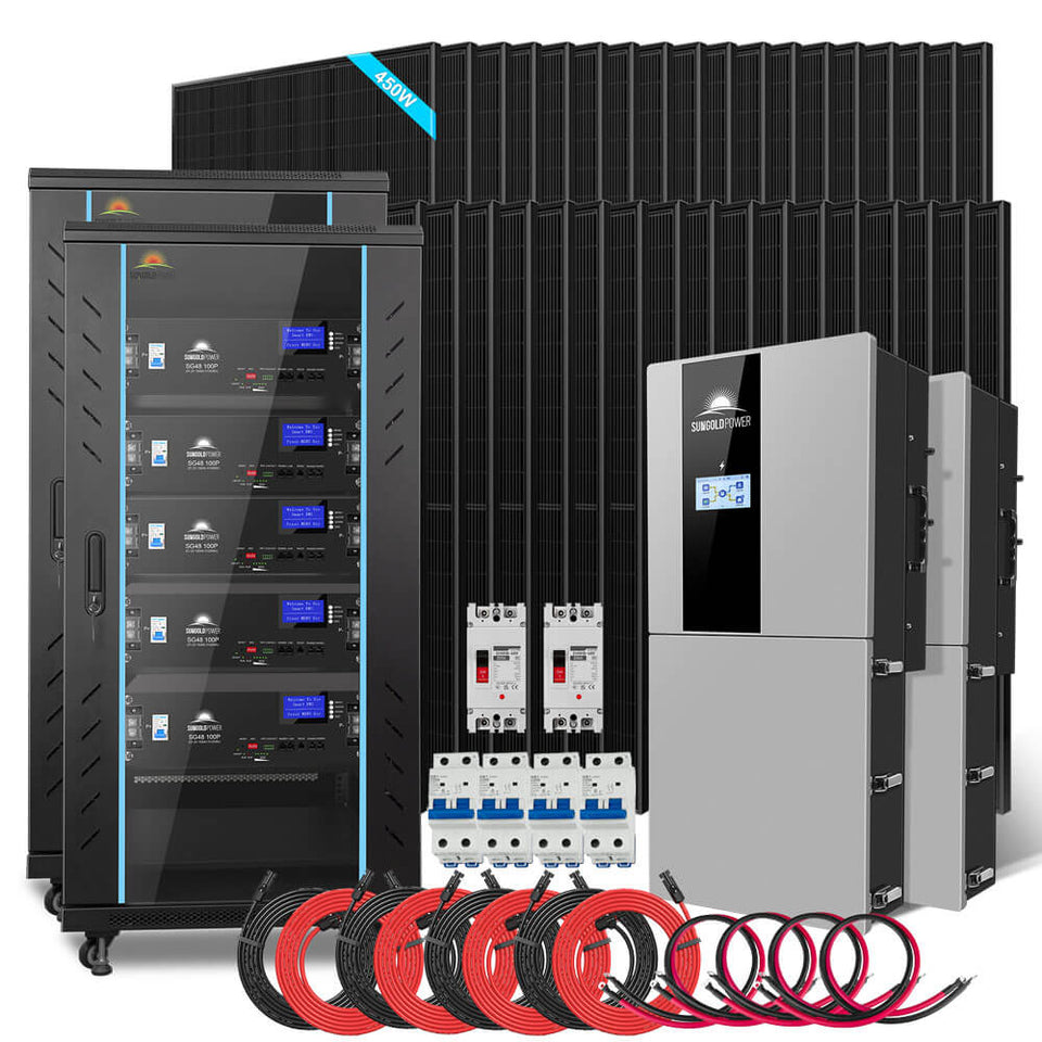 Hybrid Solar Kit 11.4KW 48V Split Phase 51.2 KWH Lithium Battery 36 X 450 Watt Solar Panel SGH-11N5E