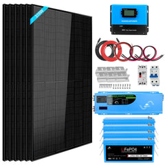 Off Grid Solar Kit 6000W 48VDC 120V/240V LifePO4 10.24KWH Lithium Battery 6 X 370 Watt Solar Panels SGK- PRO64