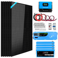 Off Grid Solar Kit 6000W 48VDC 120V/240V LifePO4 10.24KWH Lithium Battery 6 X 370 Watt Solar Panels SGK- PRO64