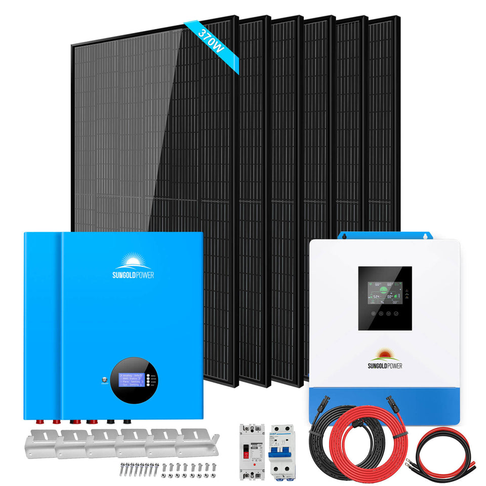 Off-Grid Solar Kit 5000W 48VDC 120V 10.24KWH PowerWall Lithium Battery 6 X 370 Watts Solar Panels SGM- 5K10M