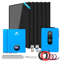 Off-Grid Solar Kit 6500W 48VDC 120/240VAC 10.24KWH PowerWall Lithium Battery 6 X 370 Watts Solar Panels SGM- 6510M