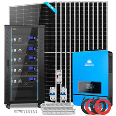 OFF GRID SOLAR KIT 12 X 550 WATTS SOLAR PANELS 20.48KWH-25.6KWH LITHIUM BATTERY 10KW SOLAR INVERTER 48VDC 120V/240V SGR-10K25S