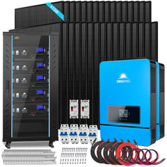 OFF GRID SOLAR KIT 16KW 48VDC 120V/240V LIFEPO4 25.6KWH LITHIUM BATTERY 32 X 415 WATTS SOLAR PANELS SGR-16K25E