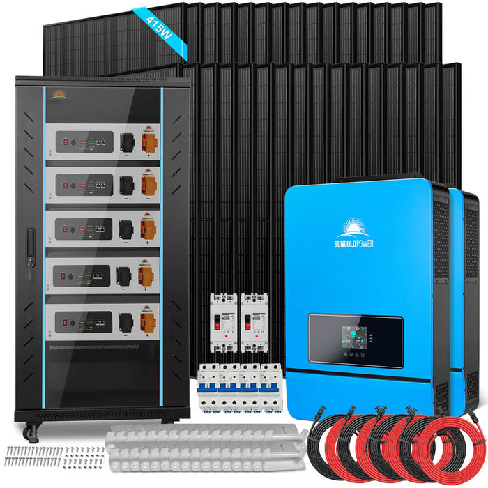 OFF GRID SOLAR KIT 16KW 48VDC 120V/240V LIFEPO4 25.6KWH LITHIUM BATTERY 32 X 415 WATTS SOLAR PANELS SGR-16K25E - OFF GRID SOLAR KIT 16KW 48VDC 120V/240V LIFEPO4 25.6KWH LITHIUM BATTERY 32 X 415 WATTS SOLAR PANELS SGR-16K25T (SGR-16K25T)