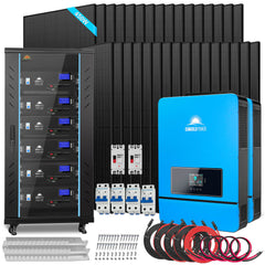 OFF GRID SOLAR KIT 20KW 48VDC 120V/240V LIFEPO4 30.72KWH LITHIUM BATTERY 32 X 450 WATTS SOLAR PANELS SGR-20K30E