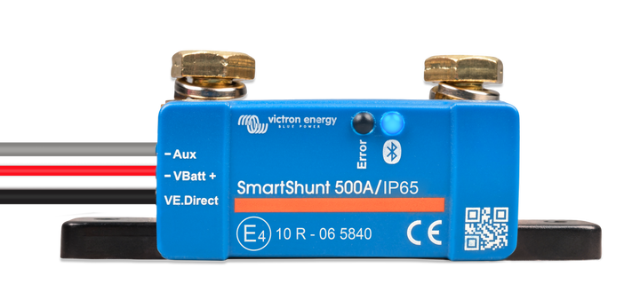 Victron SmartShunt 500A/50mV IP65 Bluetooth Battery Monitor – Waterproof Smart Battery Shunt for RV Marine & Solar Systems