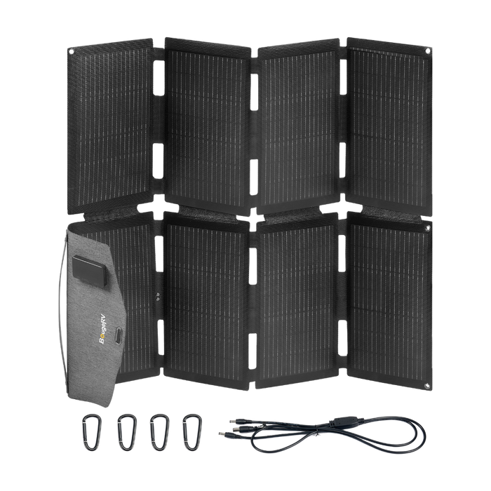 BougeRV 100W N-Type Fiberglass Foldable Portable Solar Panel - 100W Panel