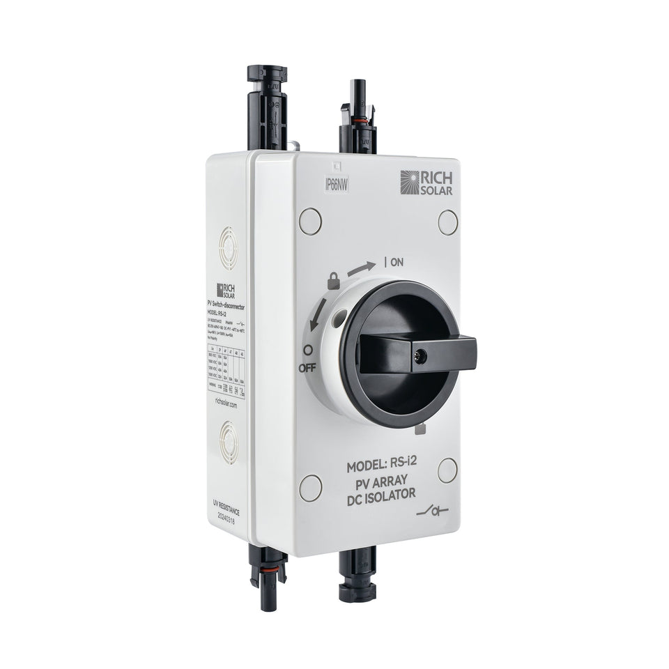 Rich Solar Solar PV DC Quick Disconnect Switch | Solar Array DC Quick Disconnect Switch | 1500 Volt 55 Amp | 2 Pole 1 String | Easy to Install