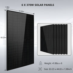 Off-Grid Solar Kit 6500W 48VDC 120/240VAC 5.12KWH PowerWall Lithium Battery 6 X 370 Watts Solar Panels SGM- 655M