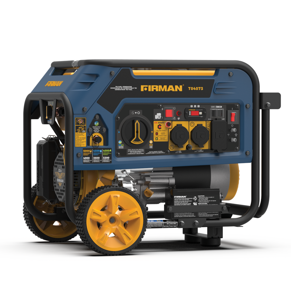 Tri Fuel Portable Generator 5000/4000W Electric Start 120/240V with CO ALERT