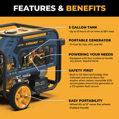 Tri Fuel Portable Generator 5000/4000W Electric Start 120/240V with CO ALERT - image 2