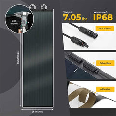 BougeRV 12V 600W ShadePower Yuma CIGS Flexible Solar Kit (Adhesive)