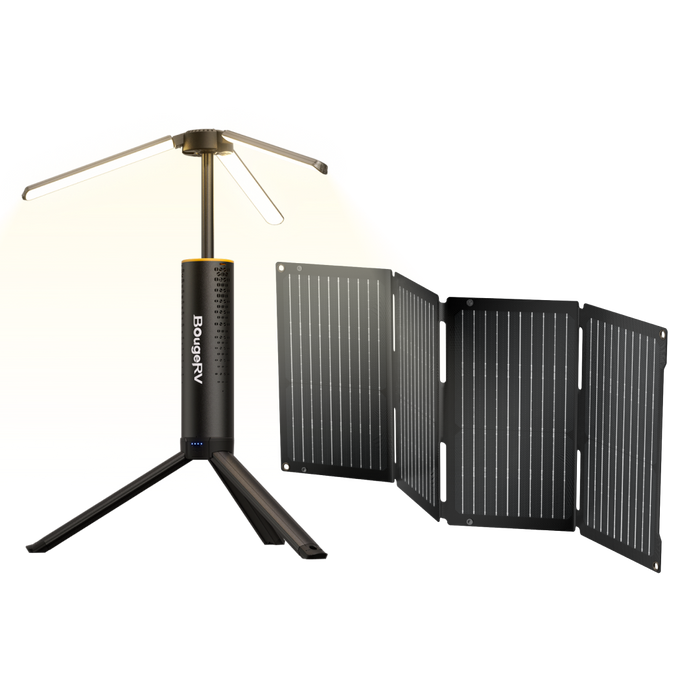 BougeRV T1 Portable Telescopic Camping Lantern - T1+50W Solar Panel