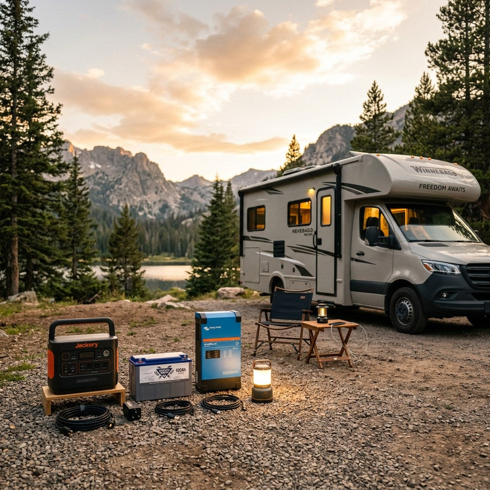 Portable power station used for RV camping and off-grid travel